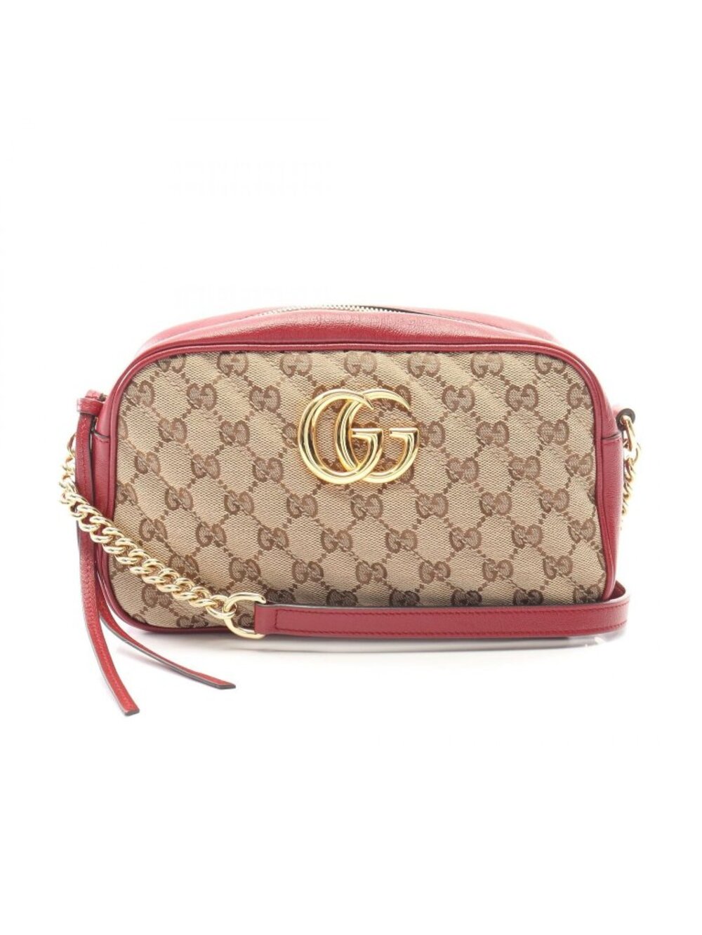 Gucci Shoulder Bag GG Marmont Canvas Beige Red - Picture 1 of 6
